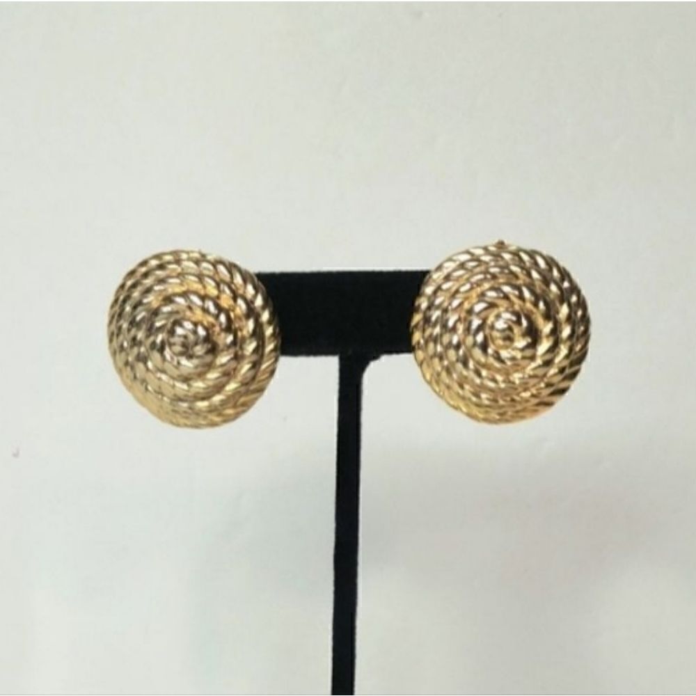 Vintage Gold twisted rope dome clip on earrings